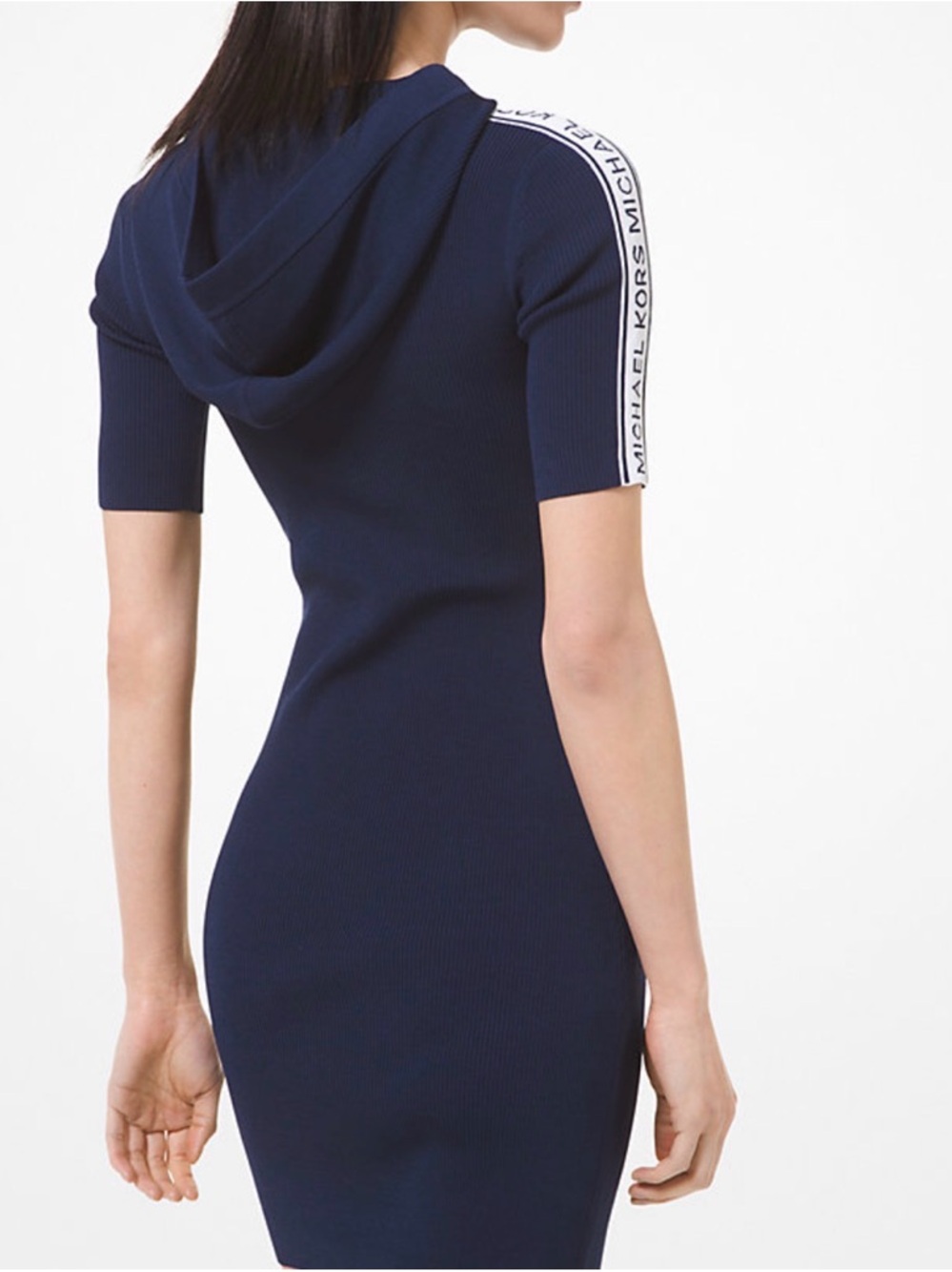 MICHAEL Michael Kors Logo Tape Hoodie Dress in True Navy Size Large - Picture 9 of 9